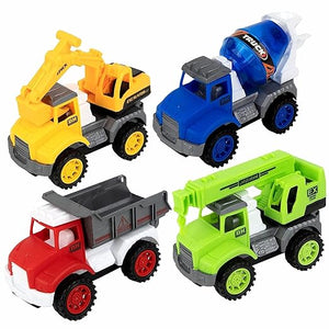 Friction Powered City Builder Series of Mixer, Excavator, Crane, Dumper Set of 4